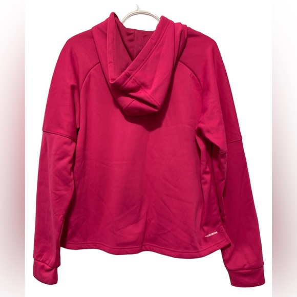 Adidas Womens Large Hooded Pullover Sweatshirt Pink White Drawstring Mesh New - Picture 5 of 8